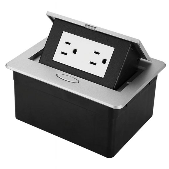 2 Outlets -Up Floor Electrical Outlet Recessed Hidden Countertop Socket Floor Outlet Covers Box for Office US Plug