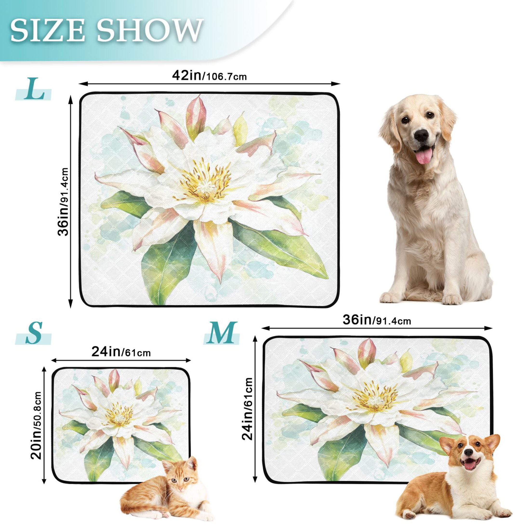Qxltty Epiphyllum Oxypetalum Cat litter Pads Pet Set of 2 Diaper Mats Center Anti-leakage Layer Absorbent Soft and Comfortable