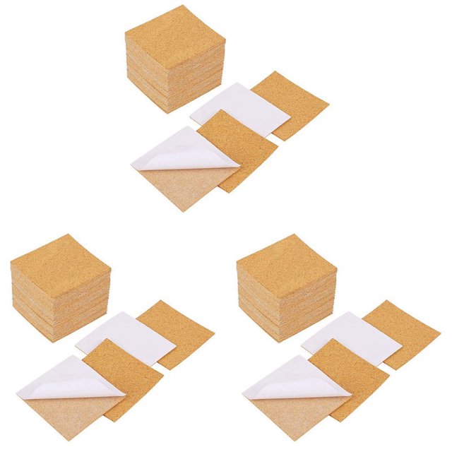 Posavasos de corcho autoadhesivos, tapetes de corcho, hojas de respaldo de corcho para posavasos y suministros para manualidades de bricolaje (120, cuadrados)