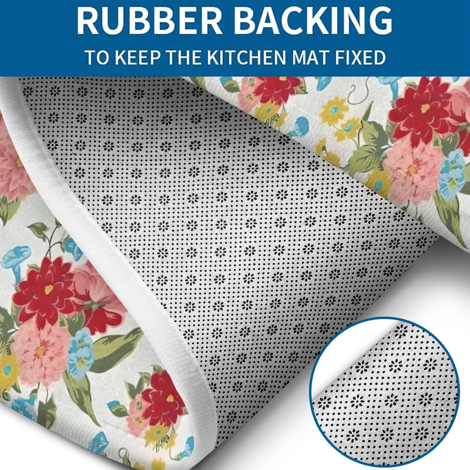 Pioneer Flower Floral Print Pattern Bathroom Rugs Sets 3 Piece,Toilet Cover Set,Absorbent Non Slip Bathroom Mats Sets with U-Shaped Contour Rug Toilet Rug Set