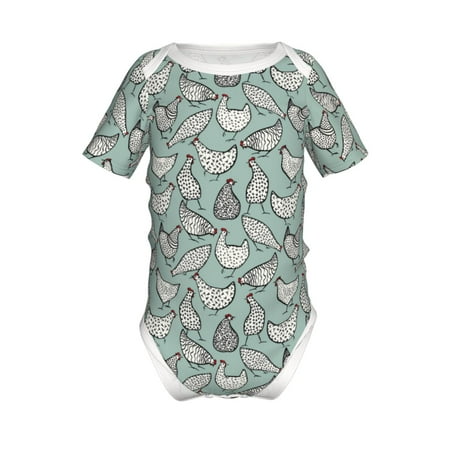 

Junzan Hand Drawn Chickens Print Short-Sleeve Baby Climbing Clothes Bodysuits for Infant One-Piece for Baby Boys & Girls Baby Clothes Baby Romper with Snap Closure-12 Months