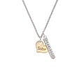 thumbnail image 2 of Delight Jewelry Goldtone Large Sister Heart with Clear Crystal - Silvertone Fearless Bar Charm Necklace, 23", 2 of 4