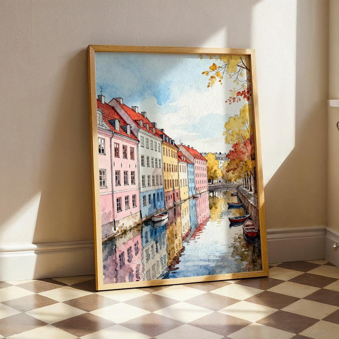 Copenhagen Travel Poster, Modern Denmark City Wall Art