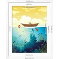 thumbnail image 5 of Art.com Vector Seascape - Wooden Boat on a Sunset Sky and Underwater Marine Life with School of Fish and Co Art Print by Natali Snailcat, White Frame Wall Art, 32" x 40", 5 of 5