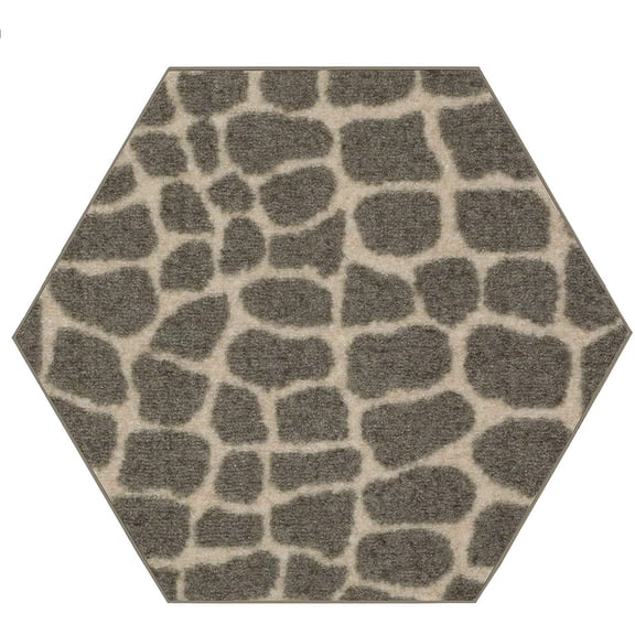 Furnishmyplace Crocodile Lounge Around Area Rug for Living Room, Dining Room, Kids 4' Hexagon - Natural/Criss Cross