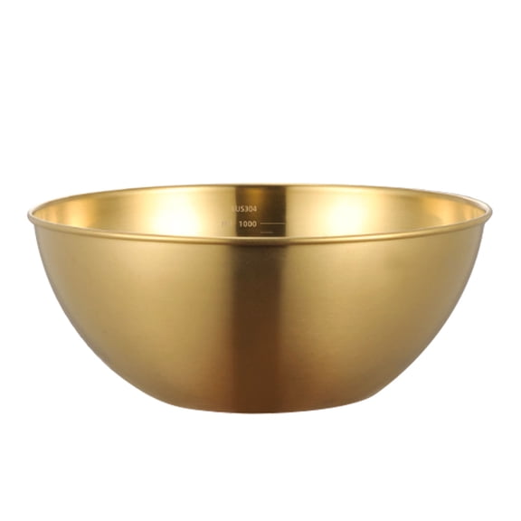 Minkissy Large Golden Stainless Steel Mixing Bowl for Kitchen, Multipurpose Salad, Vegetable, and Food Prep Basin