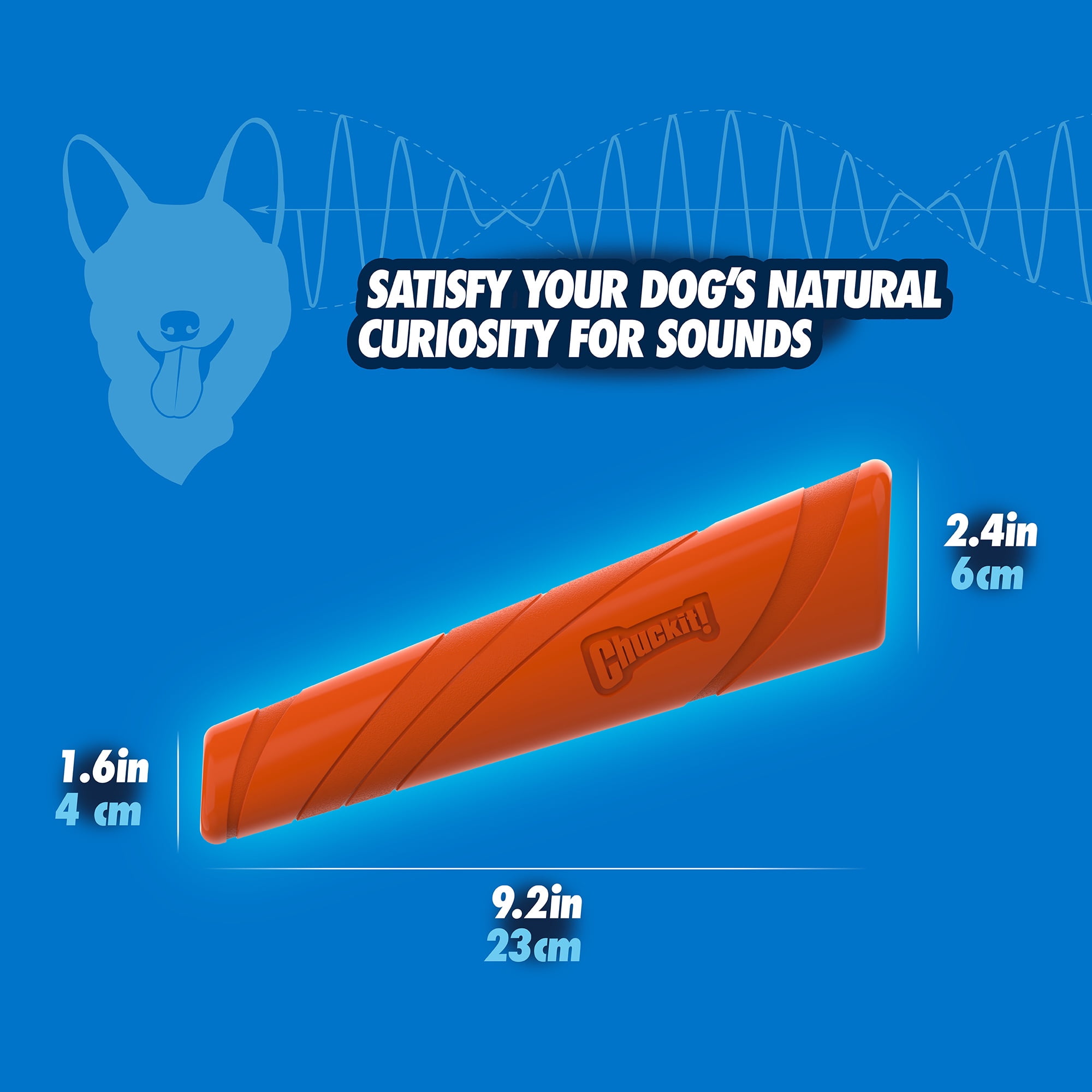 Chuckit! Super Crunch Dog Stick Fetch Toy for Dogs with Crackle Sounds, 9.2" Long for All Size Breeds, Pack of 1