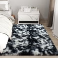 thumbnail image 2 of Janvonne 4x6 Fluffy Area Rug for Bedroom, Modern Shaggy Carpets Fuzzy Rug for Teens Dorm Bedside Home Decor Aesthetic, Heavy Duty Non Slip, Tie-dye Black and White, 2 of 8