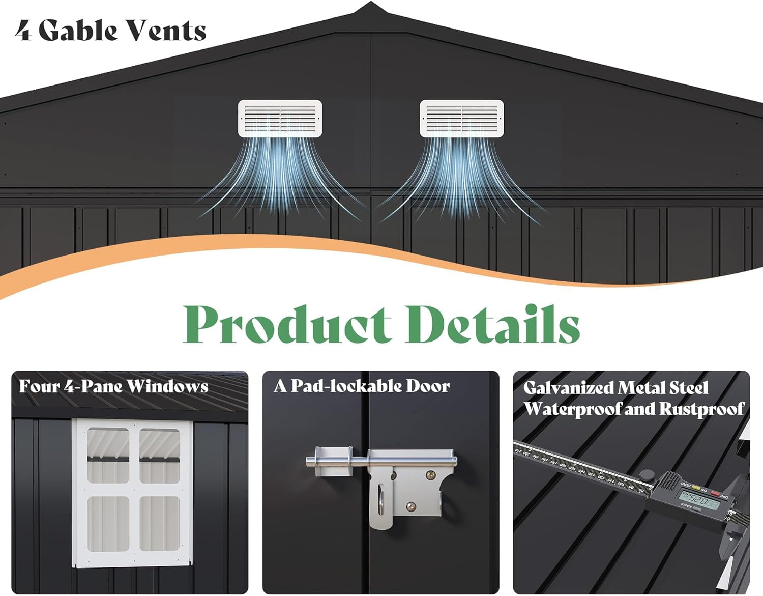Jocisland, Outdoor Storage Shed, 13.2x21x8 ft, Metal Garage