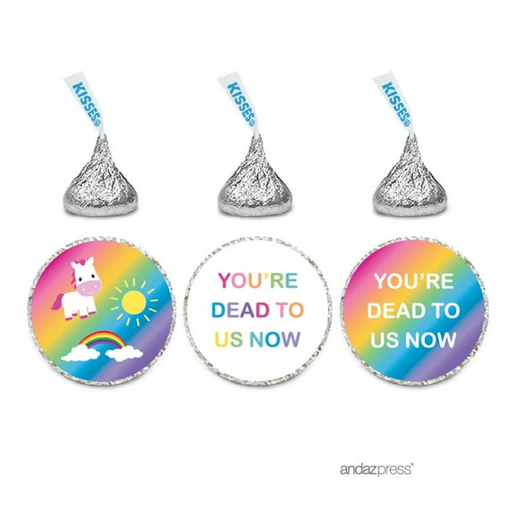 Funny Farewell Retirement Party Decorations, You're Dead to, Chocolate Drop Labels, Hershey's Kisses Favors, 216-Pack