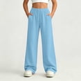thumbnail image 2 of Hurxie Girls Sweatpants Kids Wide Leg Baggy Athletic Sweat Pants Youth Elastic Waist Casual Joggers with Pocket Blue,12-13Years, 2 of 7