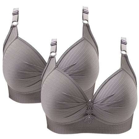 TrendVibe365 Wirefree Bras with Support and Lift Womens Plus Size Pack of 2 No Underwire Push up Bralettes Padded Triangle Adjustable Strap Corset Bra Full Coverage Crop Cami Top Comfort Underwear