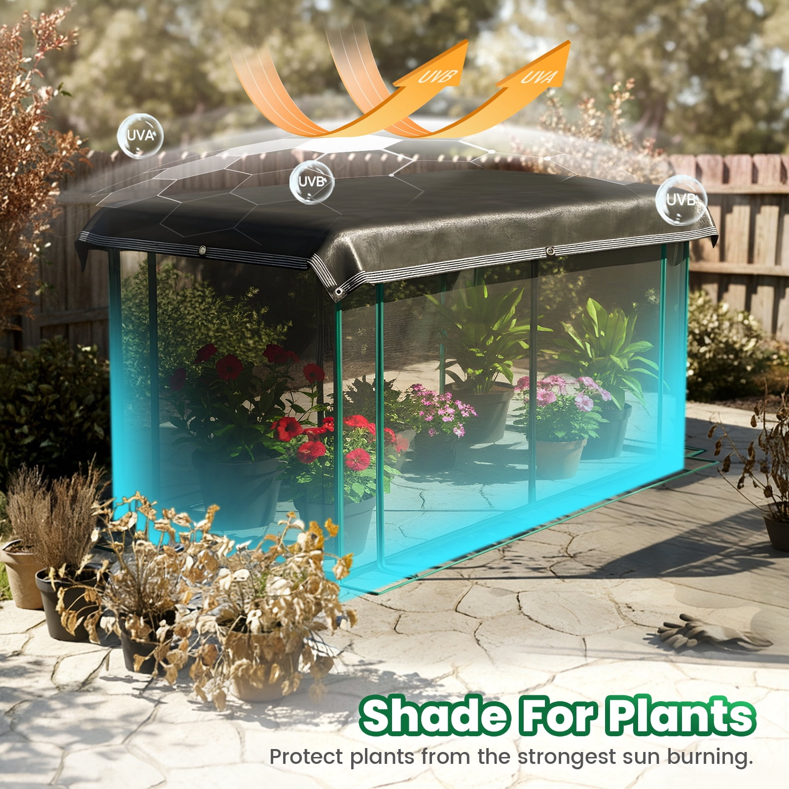 Quictent 6x3x1 ft Raised Garden Bed Galvanized Steel Metal with Crop Cage Plant Protection Net Tent Shade Cloth Kit Metal Planter Box Dark Gray
