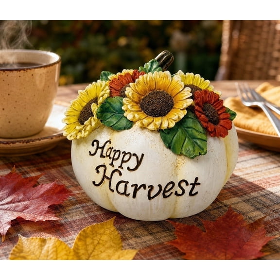 FufuCrick Halloween Decor, Resin Pumpkin Ornament, Fall Pumpkin Figurine for Table Centerpiece and Shelf Decoration, Harvest Seasonal Halloween Decorations, Autumn Style