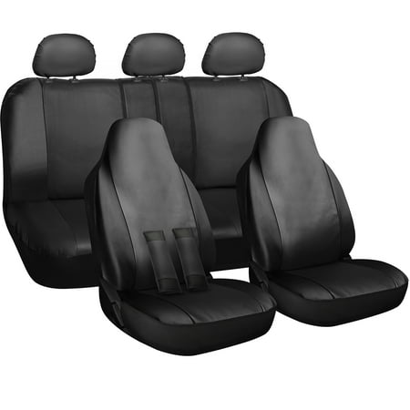 Seat Cover Complete Full Set for Cars Trucks SUVs Vans - PU Leather - 10 Piece by