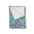 thumbnail image 2 of Vintage Rose Soft Flannel Fleece Throw Blanket, Continuous Vibrant Tones Flowers Arrangement, Cozy Plush for Indoor and Outdoor Use, 50" x 60", Aqua Pink, by Ambesonne, 2 of 5