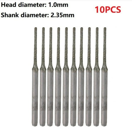 

10pcs 1mm Lapidary Diamond Coated Solid Bits Gems Drilling Needle 2.35mm shank