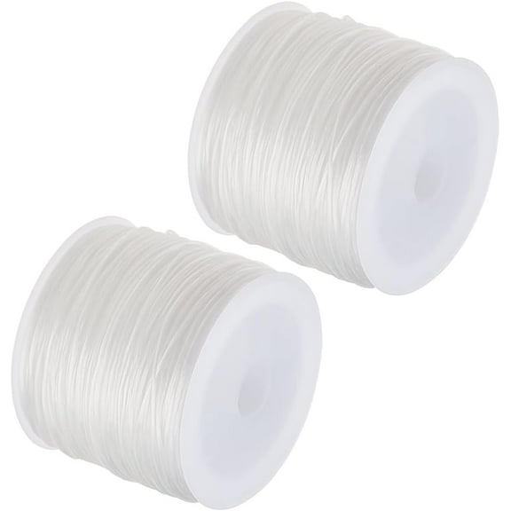 2 Rolls 100M Flat Elastic Crystal String 0.8mm White Stretchy String Cord Bead Bracelet Crystal Thread for Bracelets and Jewelry Making DIY