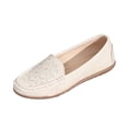 thumbnail image 2 of Women's Classic Comfort Leather Loafers Casual Slip-On Walking Flats Driving Boat Shoes Round Toe Lightweight Low Top Non Slip Cute Business Work Office Dress Shoes White 7, 2 of 5
