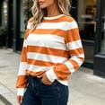 thumbnail image 5 of Warop Women's Striped Shirt Long Sleeve Crewneck Pullover Top Slim Fit Casual Basic Tees Fall Outfits, 5 of 7