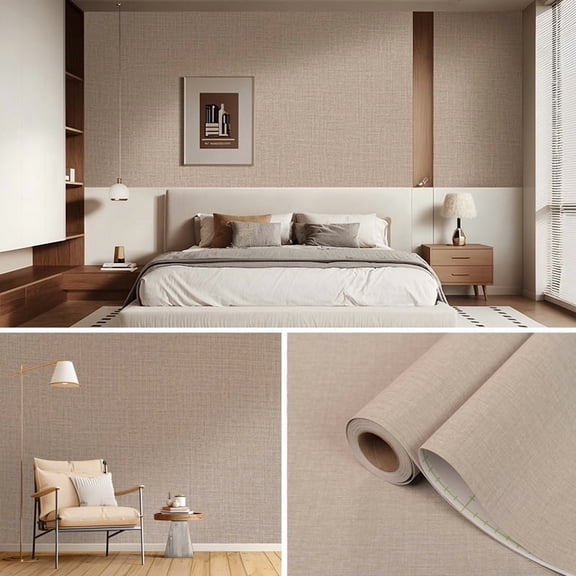 Fabric Texture PVC Fabric textile base Peel and Stick Wallpaper Self Adhesive Linen Look Wall cover Waterproof Washable Removable Vinyl Roll for Living Room Bedroom Accent Wall DIY Wallpaper self-adh