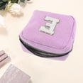 thumbnail image 3 of Unique Bargains 1 Pc Letter E Pattern Makeup Bag for Travel Pink Purple Corduroy, 3 of 6