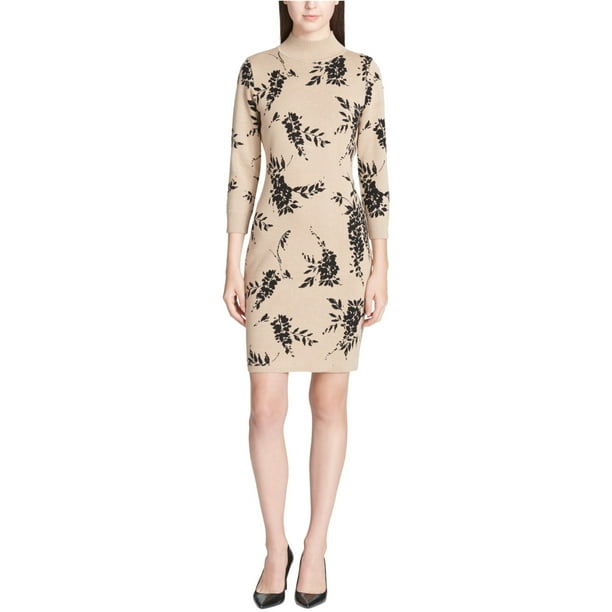 Calvin Klein Vestido de suÃ©ter con cuello simulado para mujer