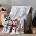 thumbnail image 2 of Christmas Flannel Blanket for Bed,Travel and Camping, Cute Winter Snowman Snowing Scenery Wood Grain Super Soft Cozy Blanket for All Seasons 40"x50", 2 of 9