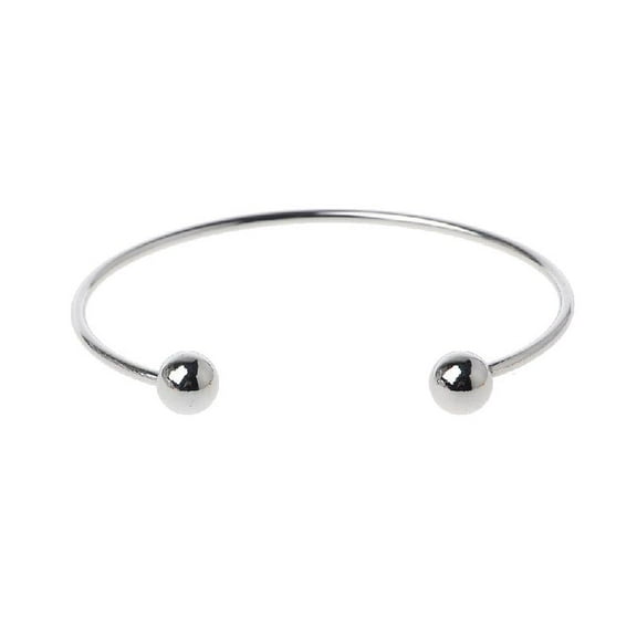 Ball Closure Adjustable Wire Blank Bracelet Expandable Silver Bangle Half Open Cuff Women's DIY Jewelry Making
