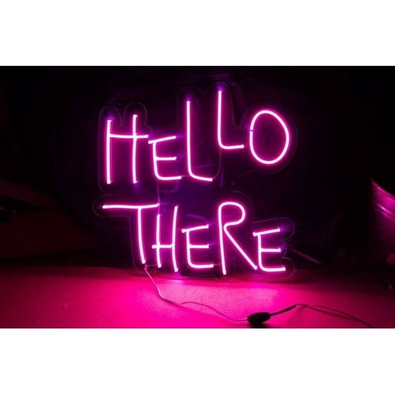Queen Sense 14"x10" Hello There Hell Here LED Sign Light Wall Decor Party Night Lights Flex Neon Signs WFL002