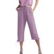 thumbnail image 2 of WILLBEST Pantalones Capri Casuales de Lino con Cordón Ajustable para Mujer, de Color Liso, Cómodos para Uso Diario. Extra Grande, 2 of 8