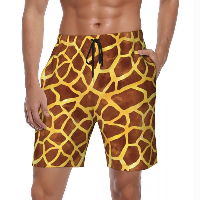 Bathing Suit Giraffe Board Shorts Summer Animal Print Board Short Pants Men Printed Running Surf Breathable Swim Trunks