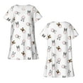 thumbnail image 5 of Salouo Bbaseball Dog Print Short Sleeve Sleepshirt for Womens Comfy Nightgown Scoopneck Cute Nightdress Ruffle -Medium, 5 of 7