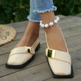 thumbnail image 4 of Mepaouo Penny Loafers for Women Square Toe Slip on Leather Work Shoes Ladies Walking Driving Moccasins, 4 of 6
