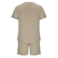 thumbnail image 4 of Men’s Outfits Plain Tracksuit Suit Set 2 Piece Crew Neck Shirt & Short Summer Activewear Sweatsuits Khaki L, 4 of 5