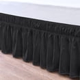 thumbnail image 3 of LINEN SHEETS- 100% Microfiber - Wrap Around Ruffled Bed Skirt with 18 Inch Tailored Drop - Adjustable Elastic Dust Ruffles Easy Fit- Luxurious & Wrinkle Free-Olympic Queen Size- Black Solid, 3 of 5