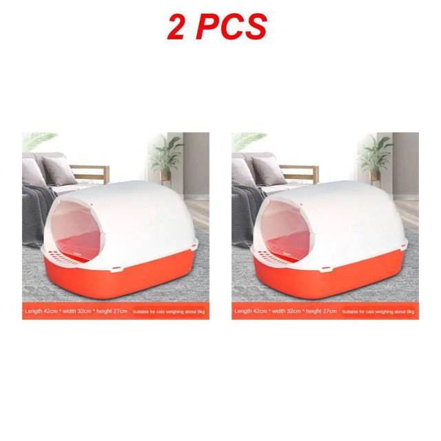 1/2PCS Plastic With Spoon Cat Excrement Basin Front Lift Cover Pet Litter Box Clean Basin Pet Bedpan Toilet Pets Supplies Splash ShopWise Round