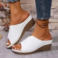 thumbnail image 4 of HomeDM Women's Wedge Platform Sandals Open Peep Toe Slip-On Casual Summer Beach Vacations Slide Sandals, White Size 5.5, 4 of 9
