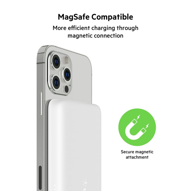 Belkin 2500 mAh Magnetic MagSafe Compatible Wireless Power Bank, Sleek  Design for iPhone 15, 14, 13 and 12 Series, Compatible with MagSafe Covers  –