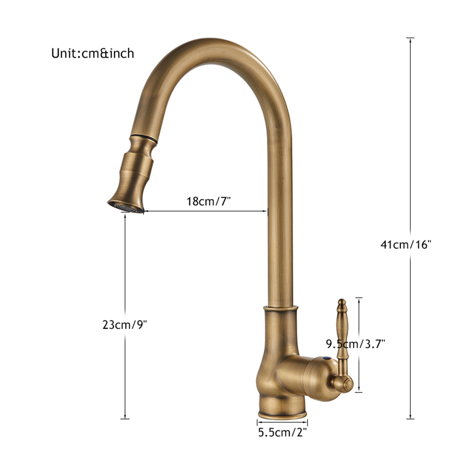 Antique Brass Kitchen Faucet Pull Out Kitchen Sink Faucet Single Handle Faucet 360 Rotate Kitchen Tap Hot Cold Water Mixer Crane ,Easy to Install