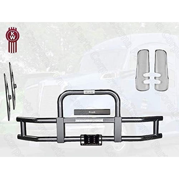 Kenworth T680 Black Deer Guard Bumper - Kozak Aftermarket