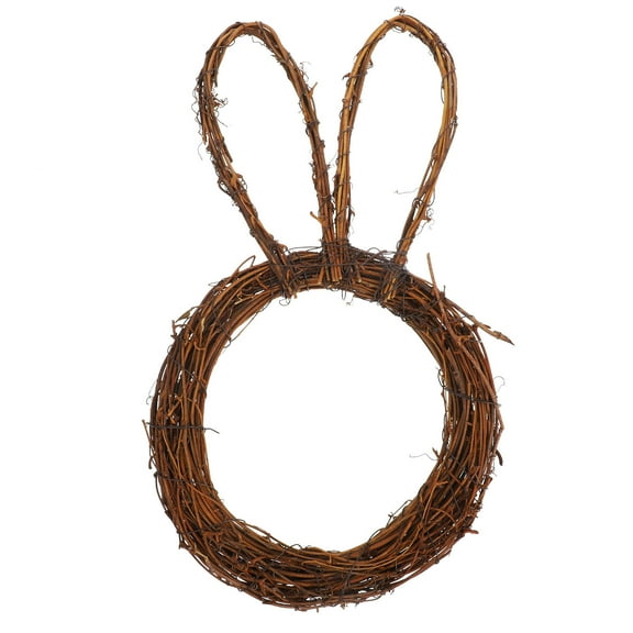 Masteelf Bunny Shaped Rattan Wreath For Easter Spring Wreath Rabbit Garland Artificial Floral Wreaths Rustic Farmhouse Wreath For Front Door Decor