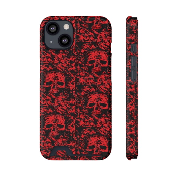 Red Skull Headed iPhone 13 Case With Card Holder-iPhone- iPhone Case
