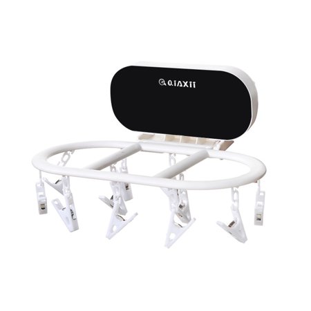 

Multifunctional Wall Mounted Drying Rack Self-Adhesive Clothes Hanger Foldable Underwear Bra Sock Clip Holder Windproof Plastic Laundry Storage Shelf