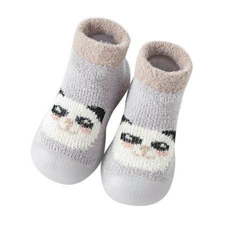 

PMVFHDE Gamer Shoes Kids Toddler Baby Boys Girls Solid Warm Knit Soft Sole Rubber Shoes Socks Slipper Stocking Purple 22