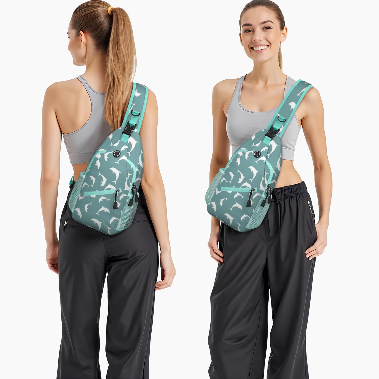 Cartoon Shark Shoulder Backpack - Funny Watercolor Shark Artwork for Hiking & Biking - Spacious & Organized