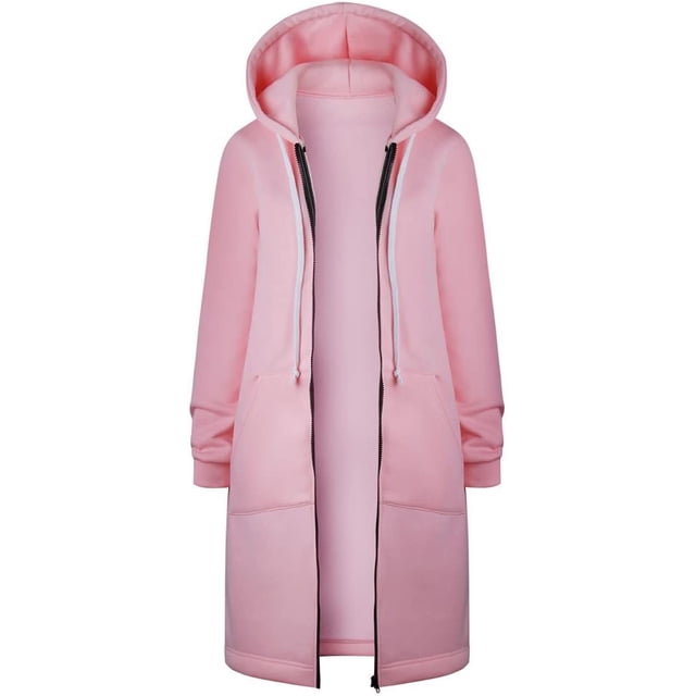 Style Sortie Automne Hiver Femmes Chaud à Fermeture Éclair Ouvert Boîte de Nuit Long Manteau Veste Hauts Vêtements de Sortie Chandail à Capuchon Vêtements de Sortie Chandail à Capuche 2TG