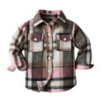 thumbnail image 2 of UQJfacai Boys Button Down Shirt Kids Trendy Plaid Long Sleeve Shirts Fall Winter Casual Shacket Jacket with Pockets 3-11 Years, 2 of 3