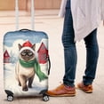 thumbnail image 4 of Hello Winter Siamese Frosty Morning Walk Welcome Snowy Christmas Travel Luggage Cover Cat Lover Kitten Owner Gifts Suitcase Dust Protective Decor - 02018, 4 of 5