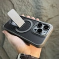 thumbnail image 5 of Luxury With Stand Matte Translucent Magnetic Wireless Charging Phone Case for iPhone 15 14 13 12 11 Pro Max Plus Metal Camera Ring Shockproof Soft Bumper Hard Back Cover, 5 of 5